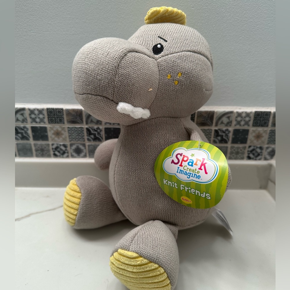 Plush knit hippopotamus stuffed animal toy nwt